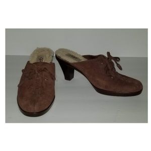 UGG Australia Brown Suede Mules Slip On Clogs 6.5